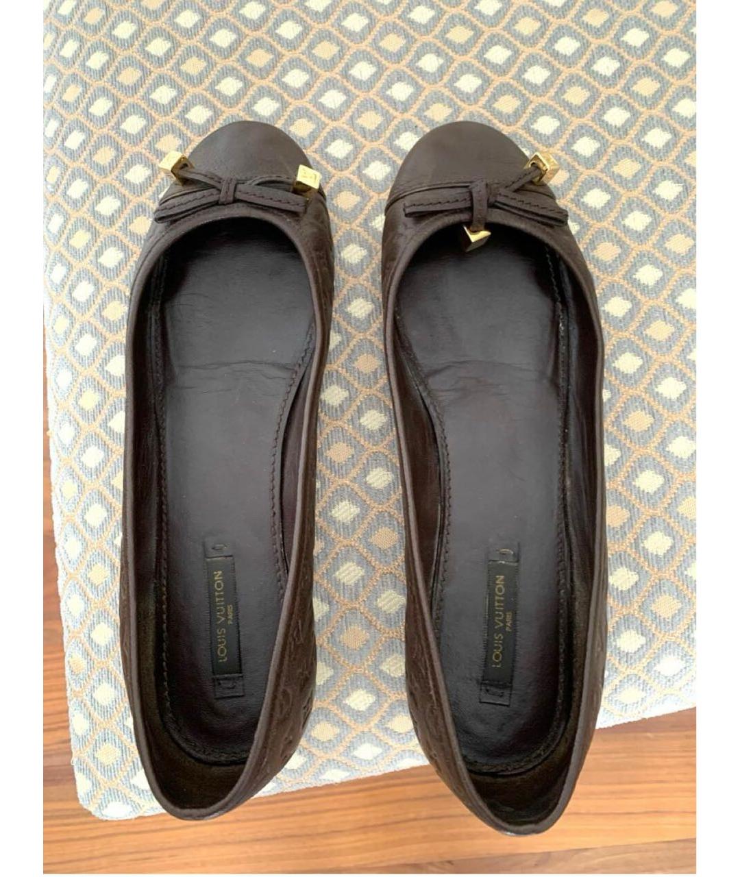 LOUIS VUITTON Коричневые кожаные балетки, фото 3