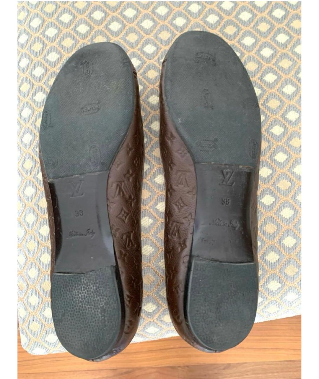 LOUIS VUITTON Коричневые кожаные балетки, фото 6