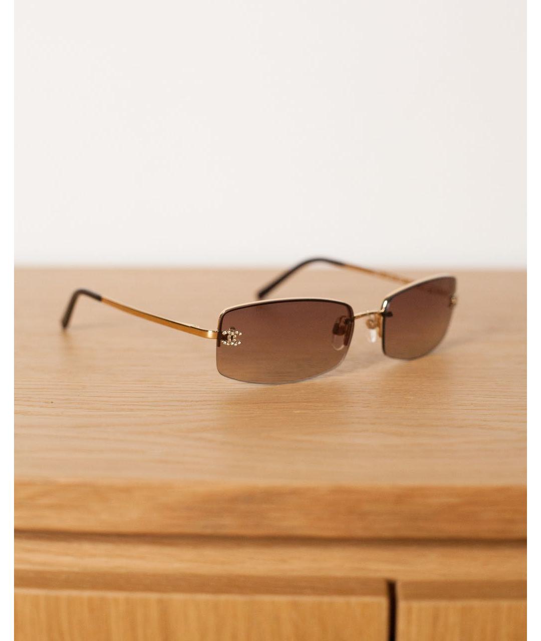 CHANEL Коричневые металлические солнцезащитные очки, фото 8