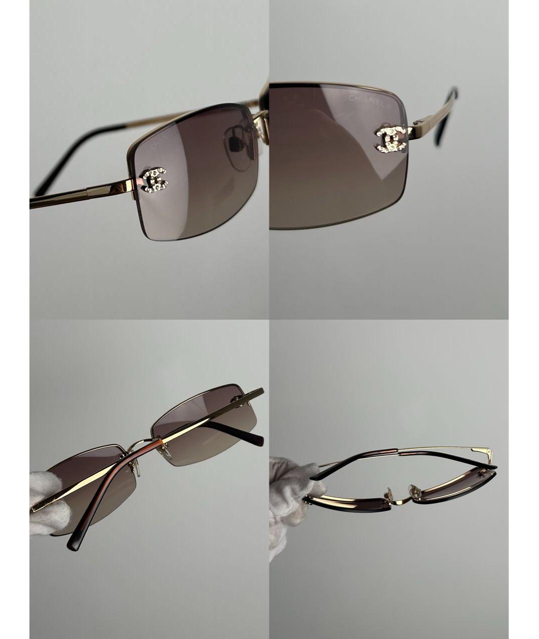 CHANEL Коричневые металлические солнцезащитные очки, фото 7