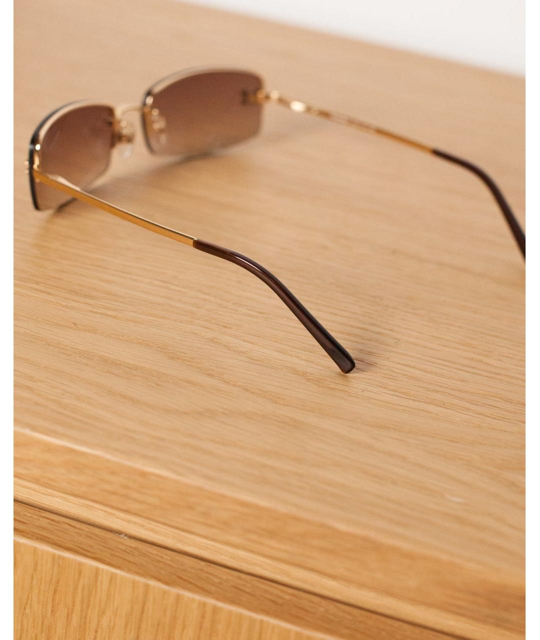 CHANEL Коричневые металлические солнцезащитные очки, фото 3