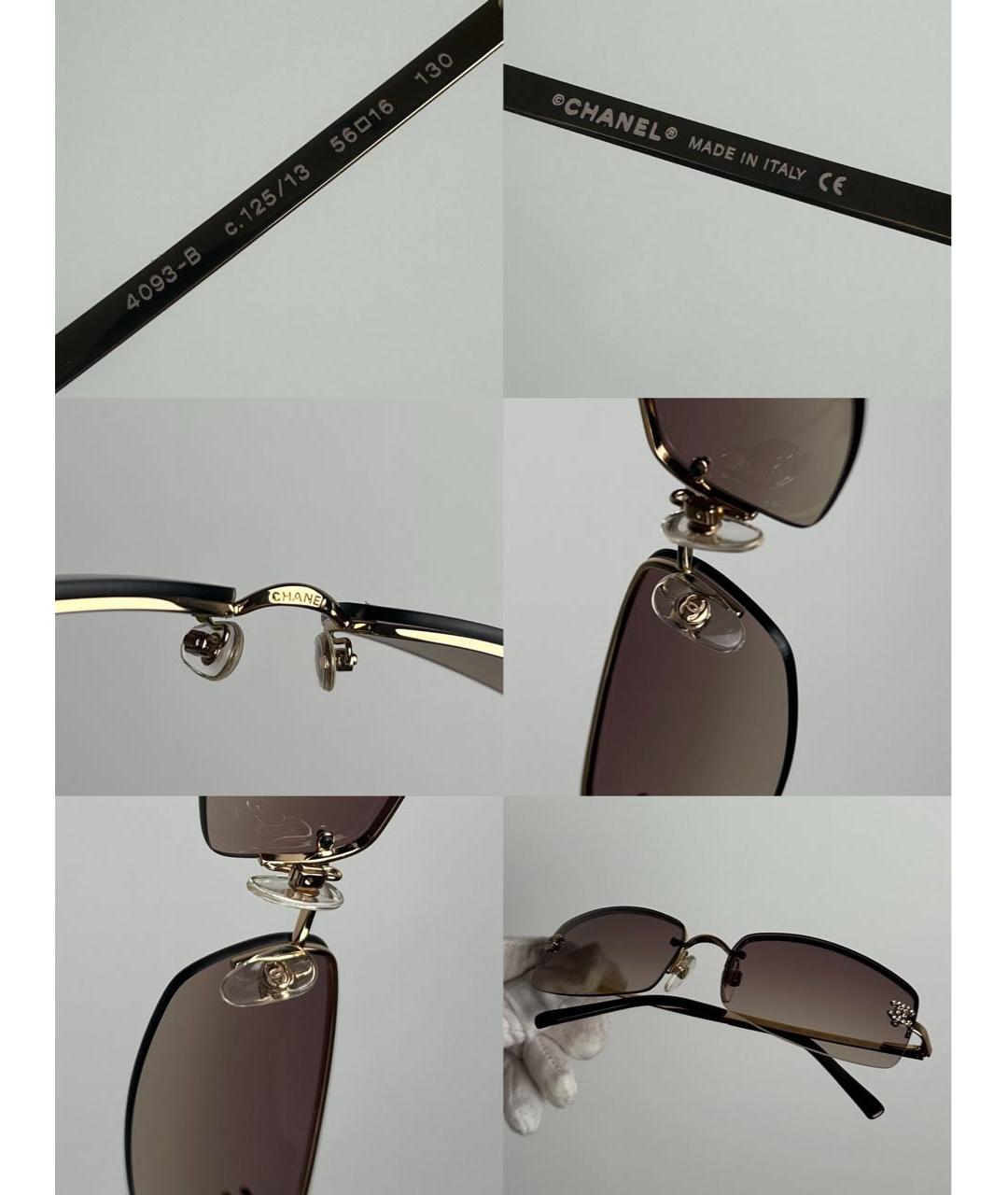 CHANEL Коричневые металлические солнцезащитные очки, фото 6