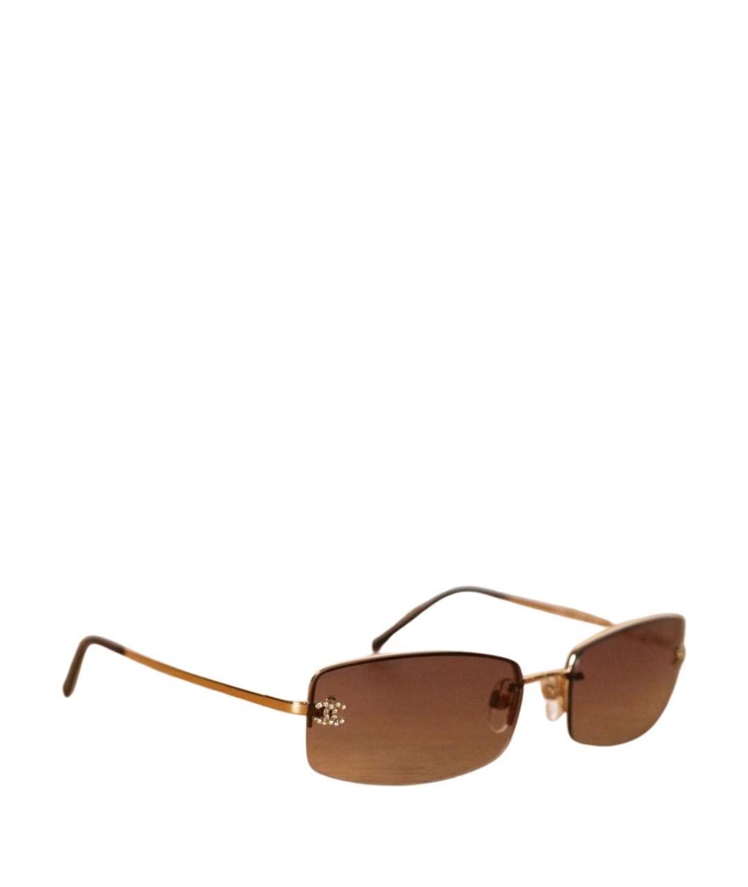 CHANEL Коричневые металлические солнцезащитные очки, фото 1