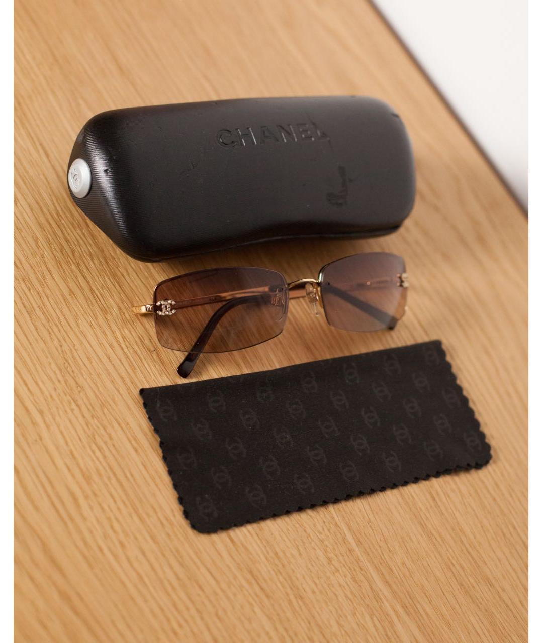 CHANEL Коричневые металлические солнцезащитные очки, фото 4
