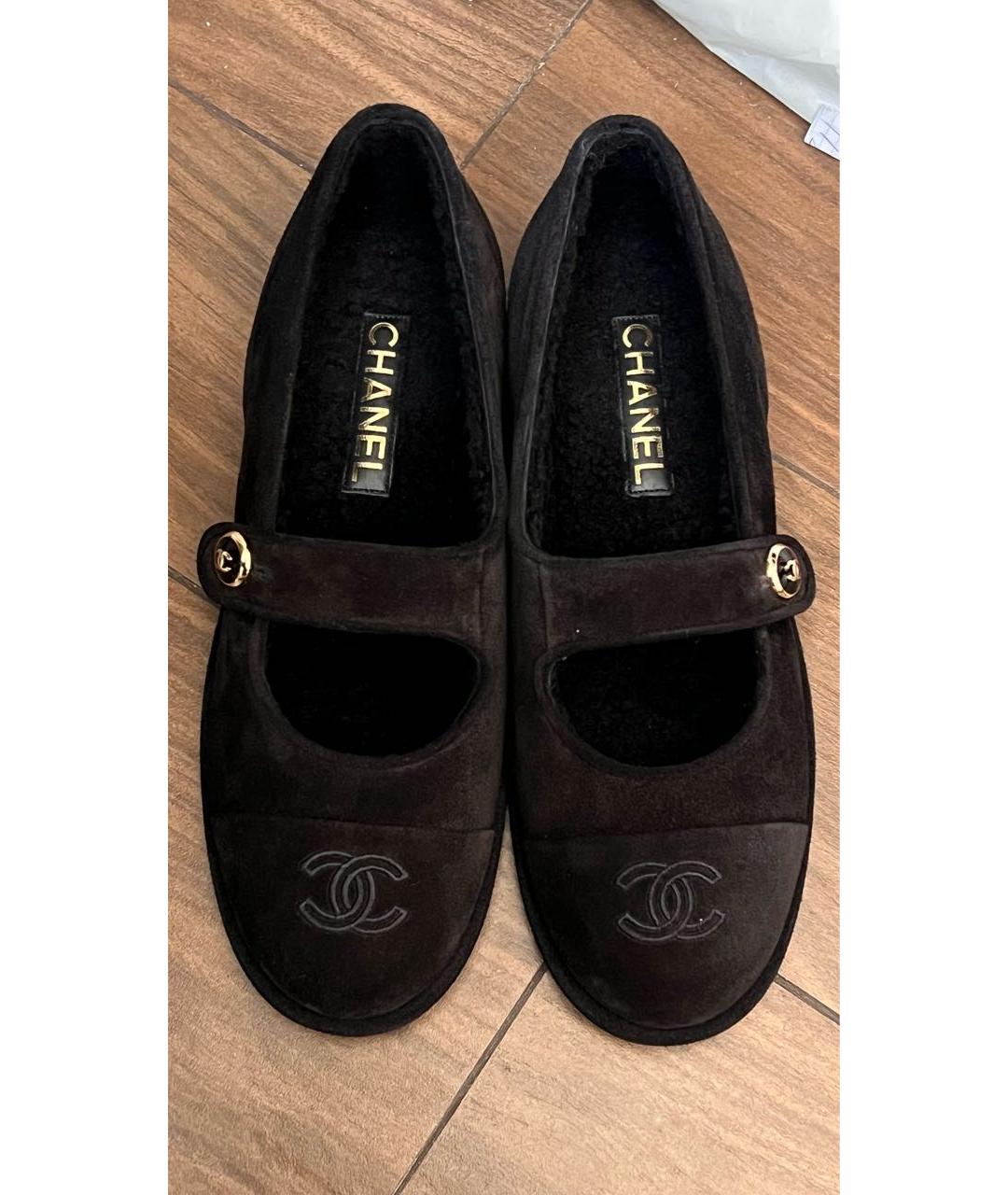 CHANEL Черные замшевые лоферы, фото 5