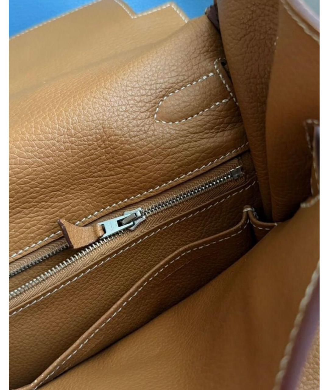 HERMES Коричневая кожаная сумка с короткими ручками, фото 8