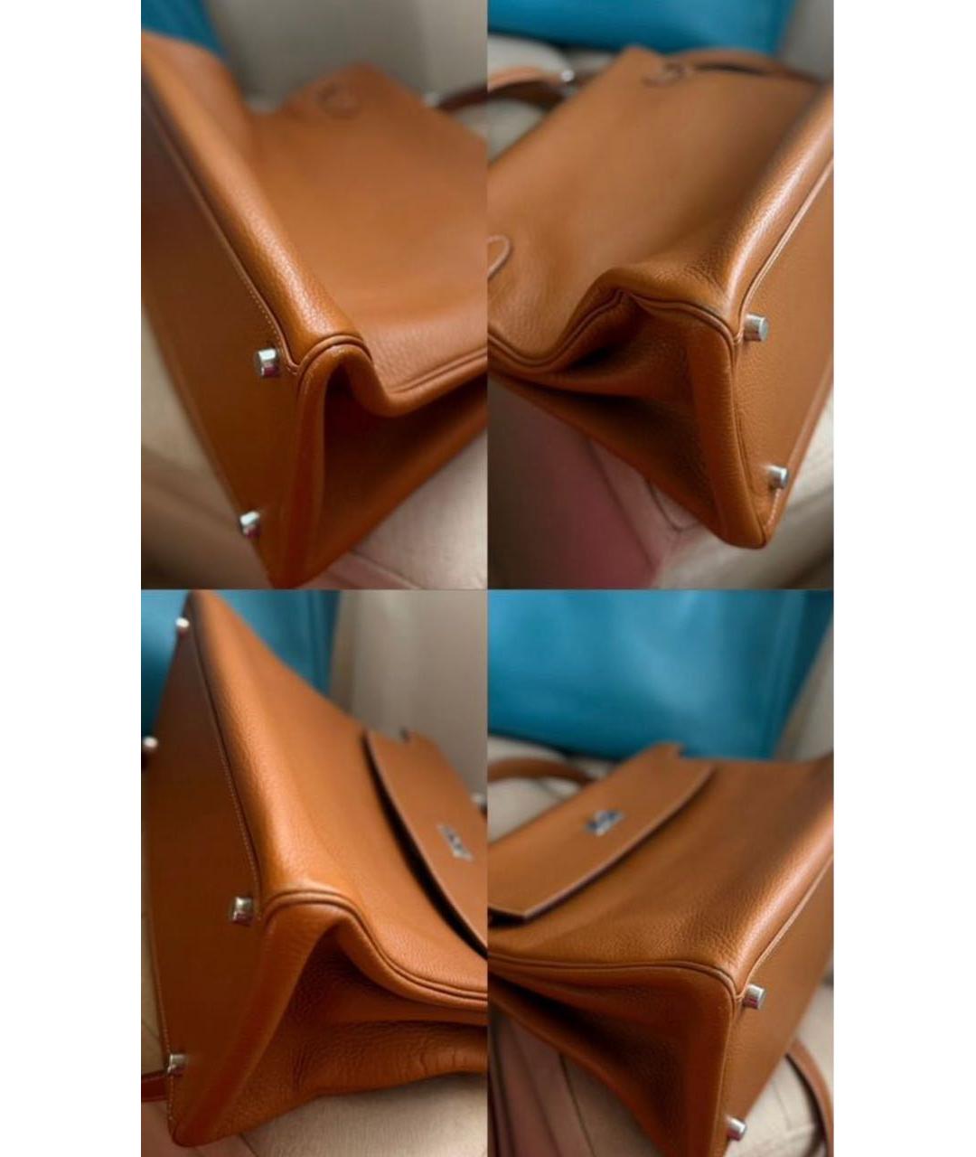 HERMES Коричневая кожаная сумка с короткими ручками, фото 4