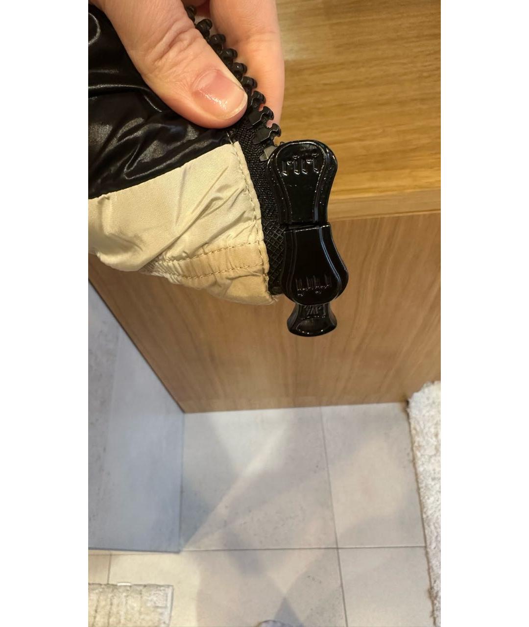 MONCLER Бежевый полиамидовый пуховик, фото 4