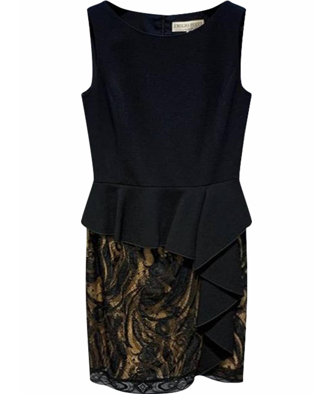 EMILIO PUCCI Черное шерстяное коктейльное платье, фото 1