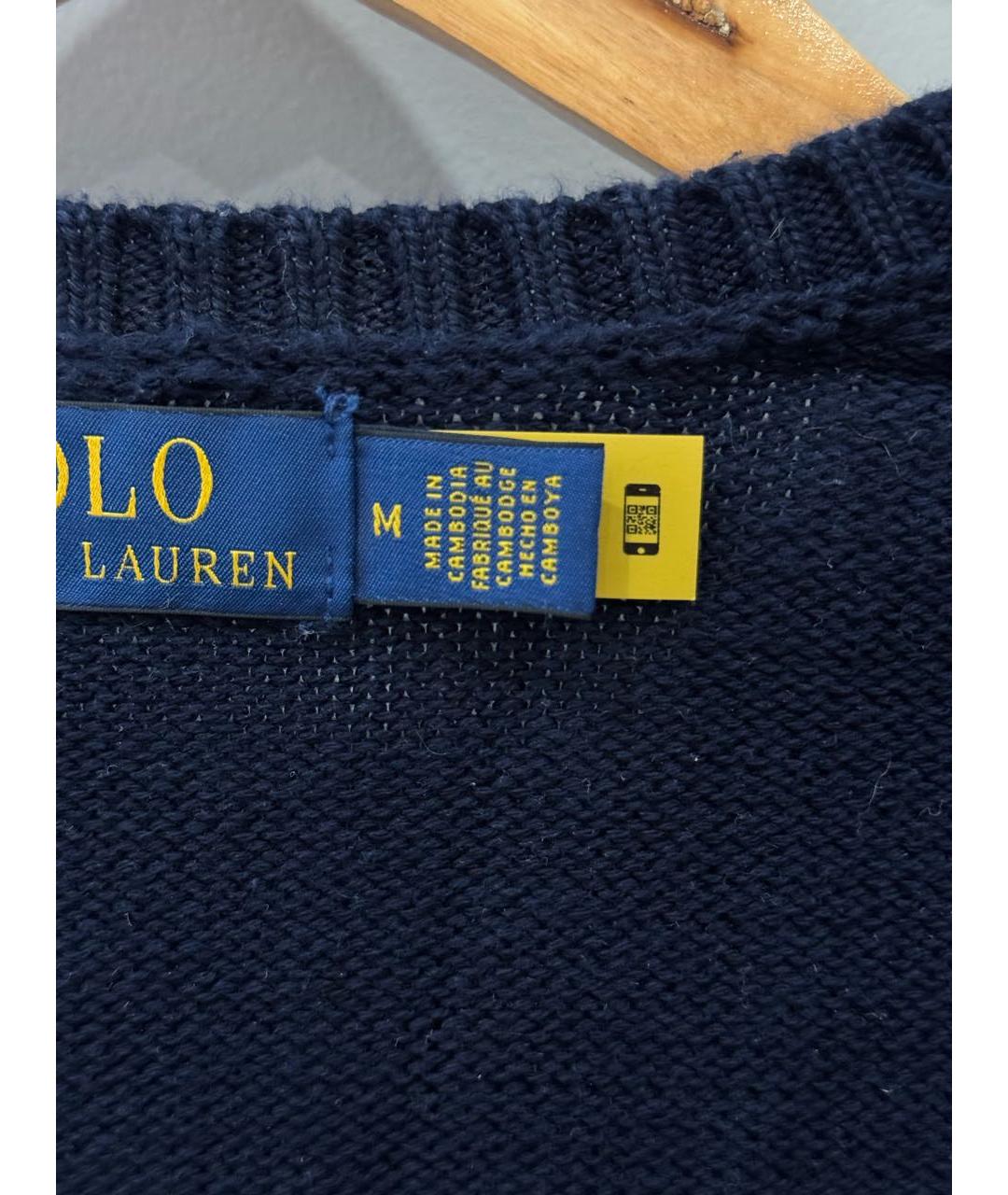 POLO RALPH LAUREN Темно-синий хлопковый джемпер / свитер, фото 5