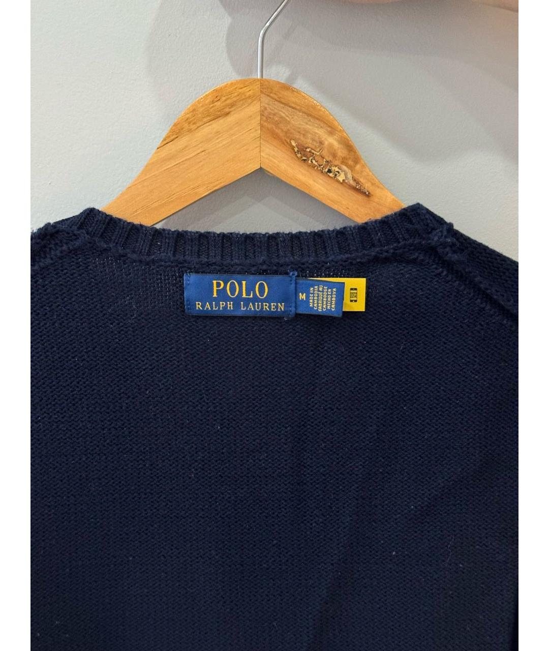 POLO RALPH LAUREN Темно-синий хлопковый джемпер / свитер, фото 3