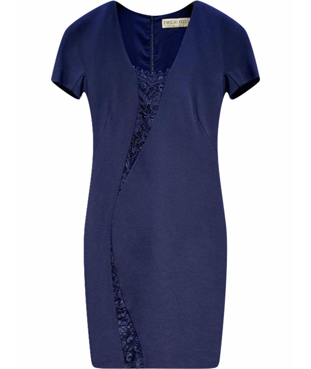 EMILIO PUCCI Синее шерстяное коктейльное платье, фото 1