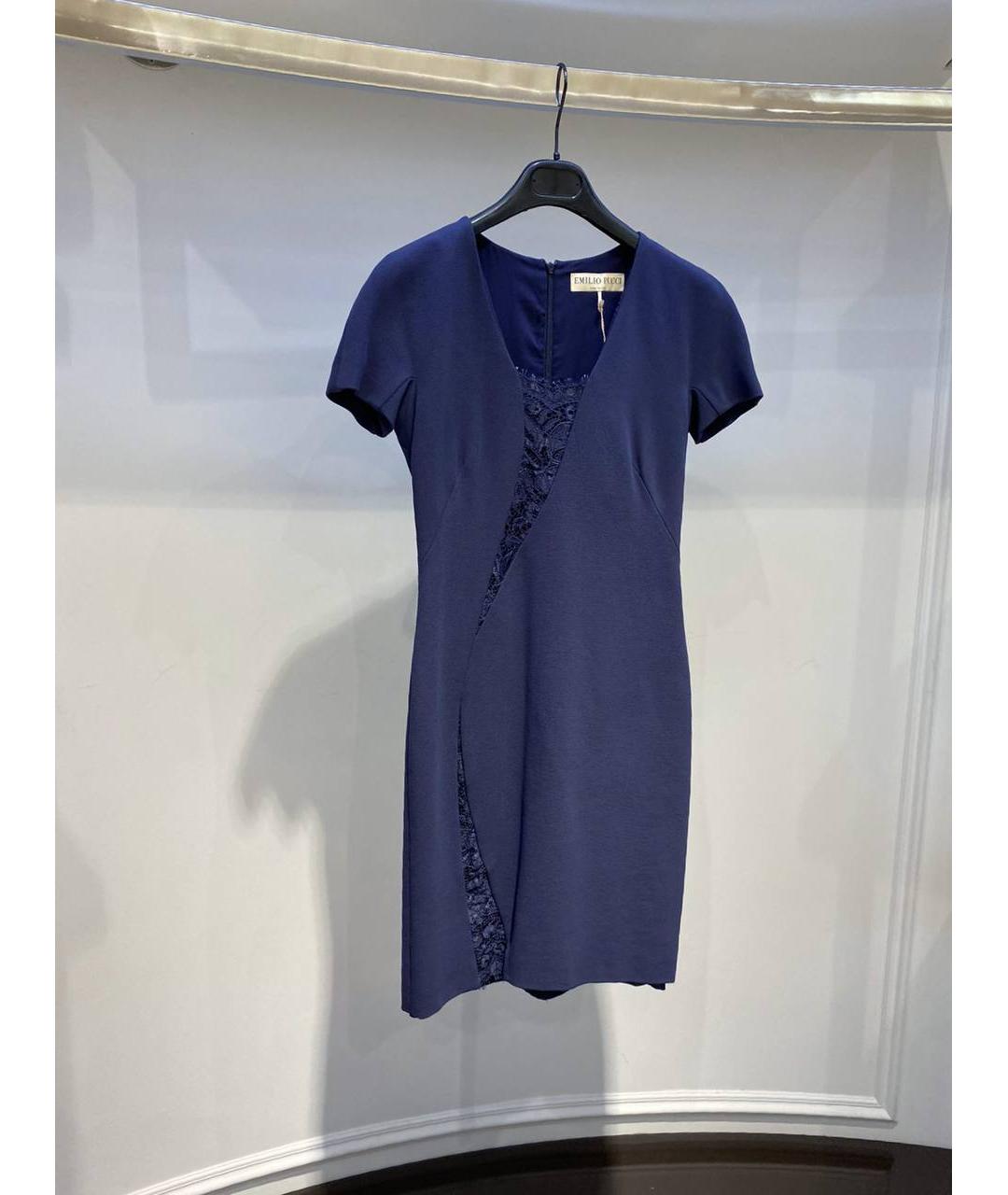 EMILIO PUCCI Синее шерстяное коктейльное платье, фото 2