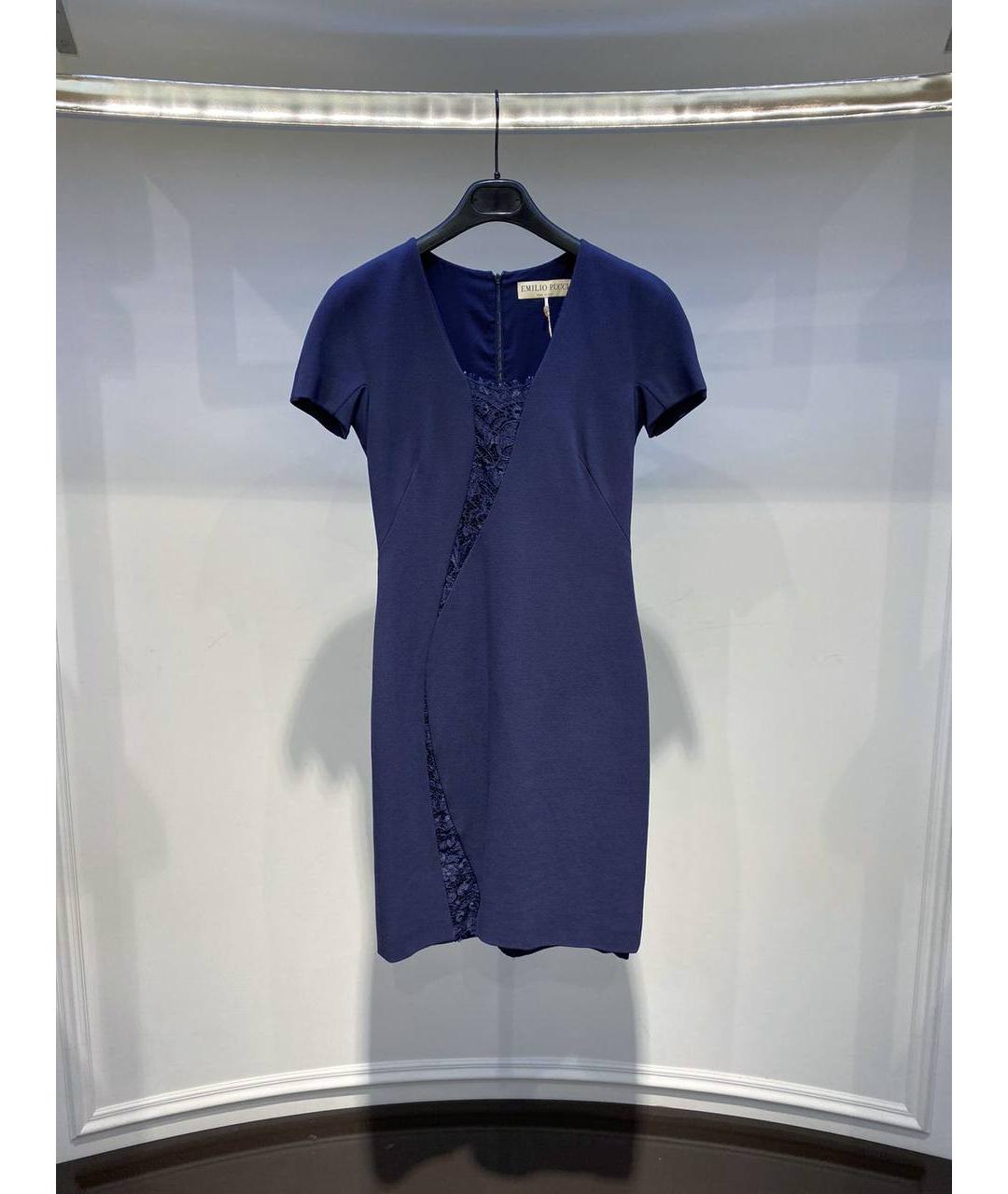 EMILIO PUCCI Синее шерстяное коктейльное платье, фото 4