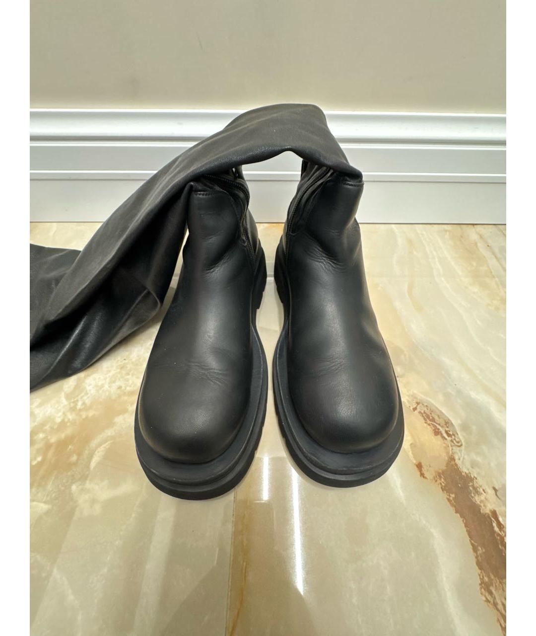 BOTTEGA VENETA Черные кожаные ботфорты, фото 2