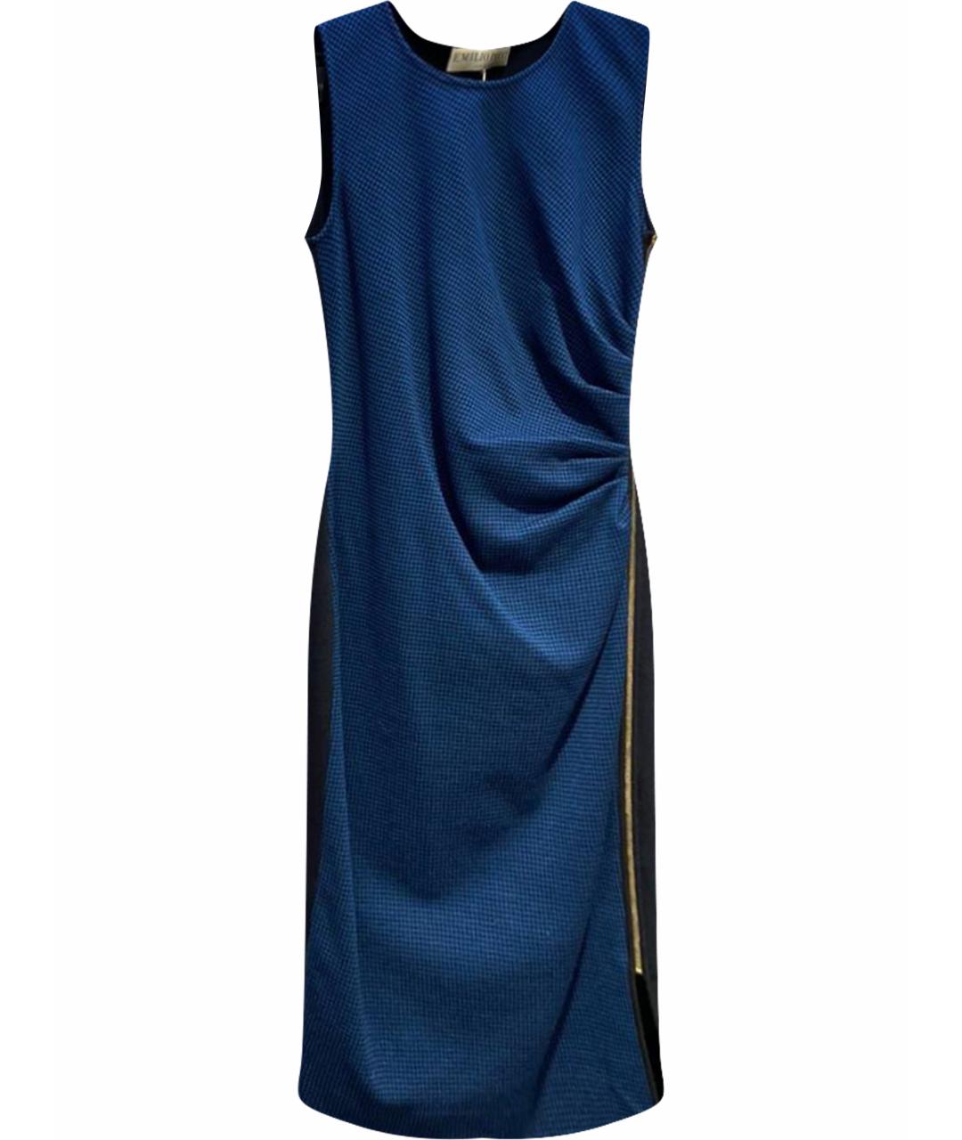 EMILIO PUCCI Синее шерстяное коктейльное платье, фото 1