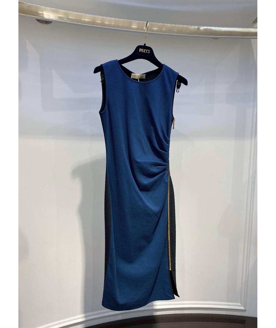 EMILIO PUCCI Синее шерстяное коктейльное платье, фото 3