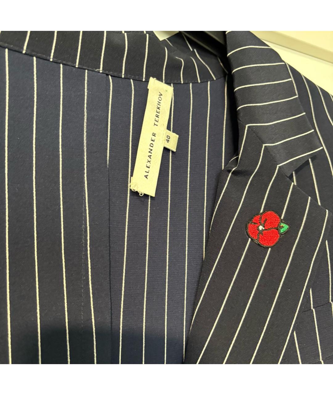 ALEXANDER TEREKHOV Темно-синий шелковый костюм с брюками, фото 3