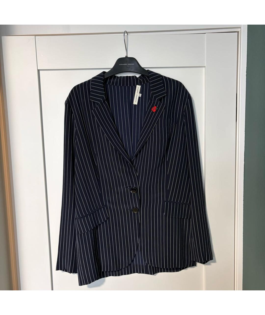 ALEXANDER TEREKHOV Темно-синий шелковый костюм с брюками, фото 9