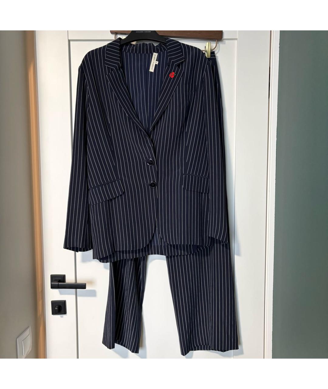 ALEXANDER TEREKHOV Темно-синий шелковый костюм с брюками, фото 8