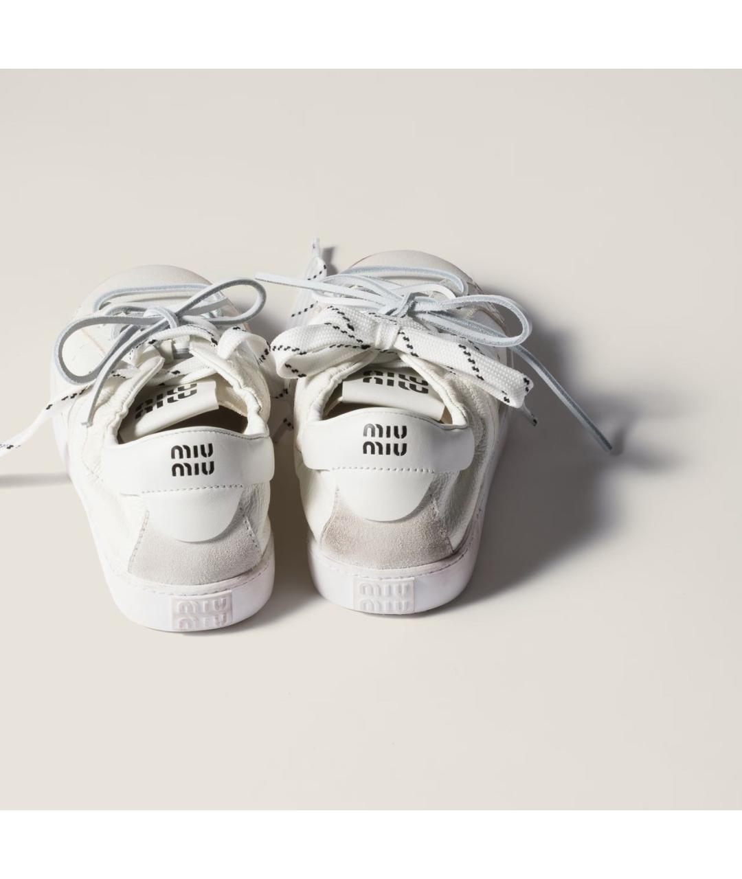 MIU MIU Белые кожаные кеды, фото 3