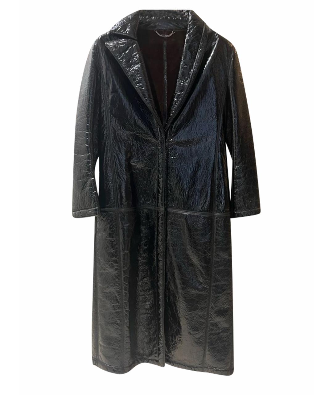 FENDI Черное кожаное пальто, фото 1