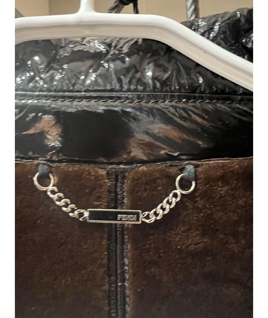 FENDI Черное кожаное пальто, фото 4