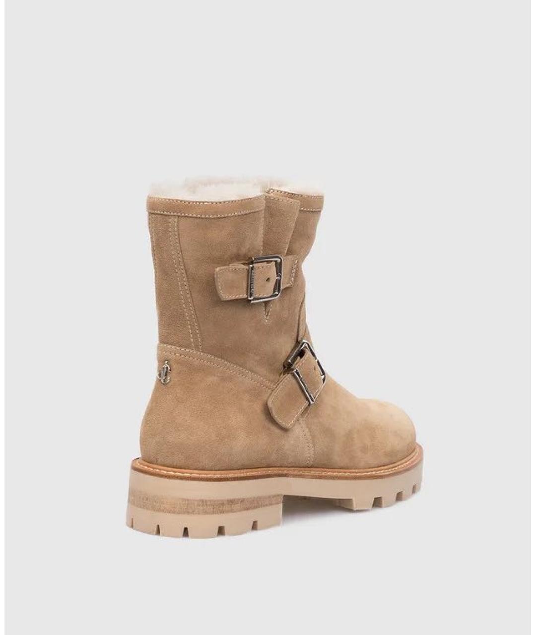 JIMMY CHOO Бежевые замшевые ботинки, фото 3