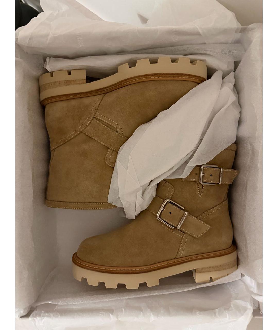 JIMMY CHOO Бежевые замшевые ботинки, фото 7