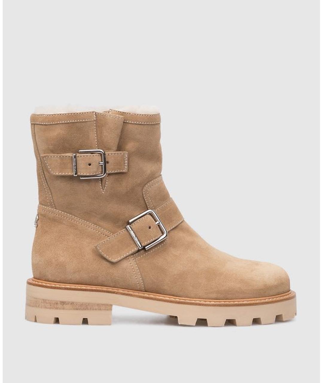 JIMMY CHOO Бежевые замшевые ботинки, фото 2