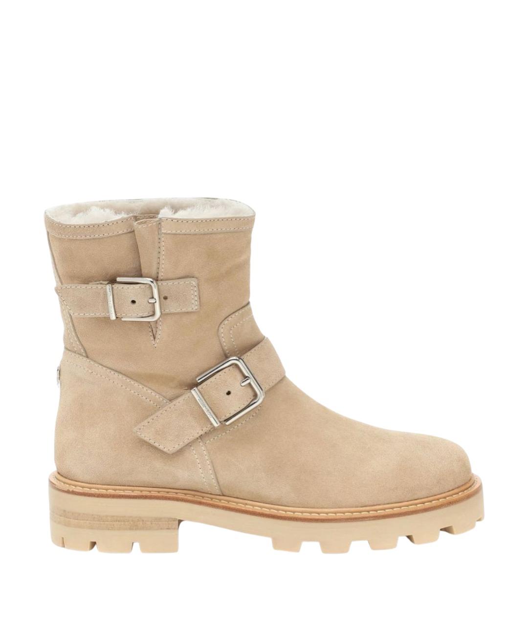 JIMMY CHOO Бежевые замшевые ботинки, фото 1