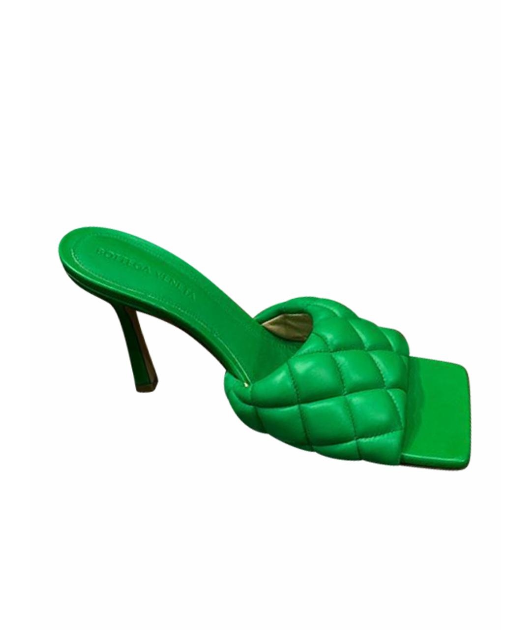 BOTTEGA VENETA Зеленые кожаные босоножки, фото 1