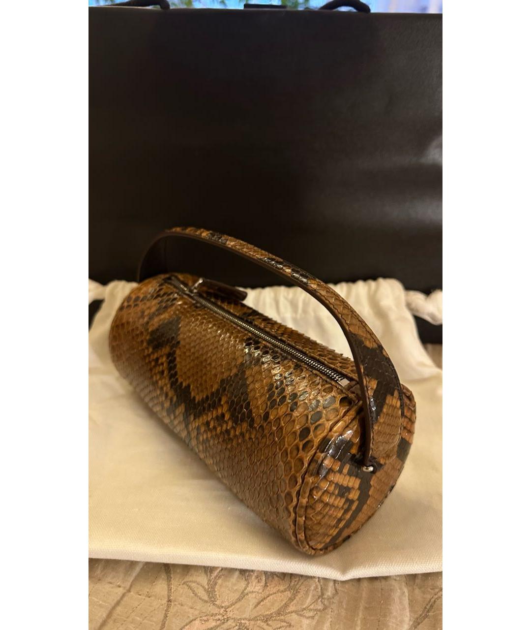 THE ROW Коричневая сумка с короткими ручками из экзотической кожи, фото 2