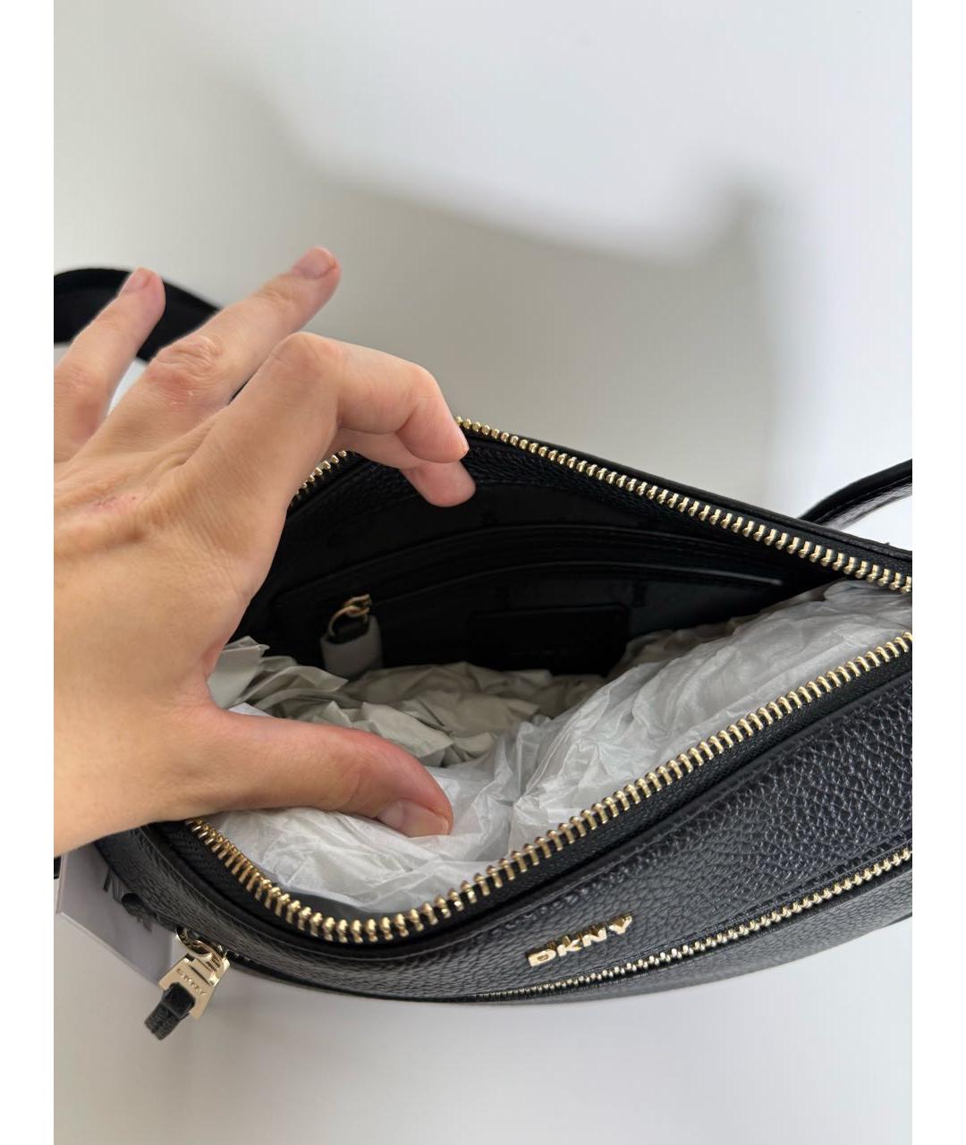 DKNY Черная сумка через плечо из искусственной кожи, фото 4