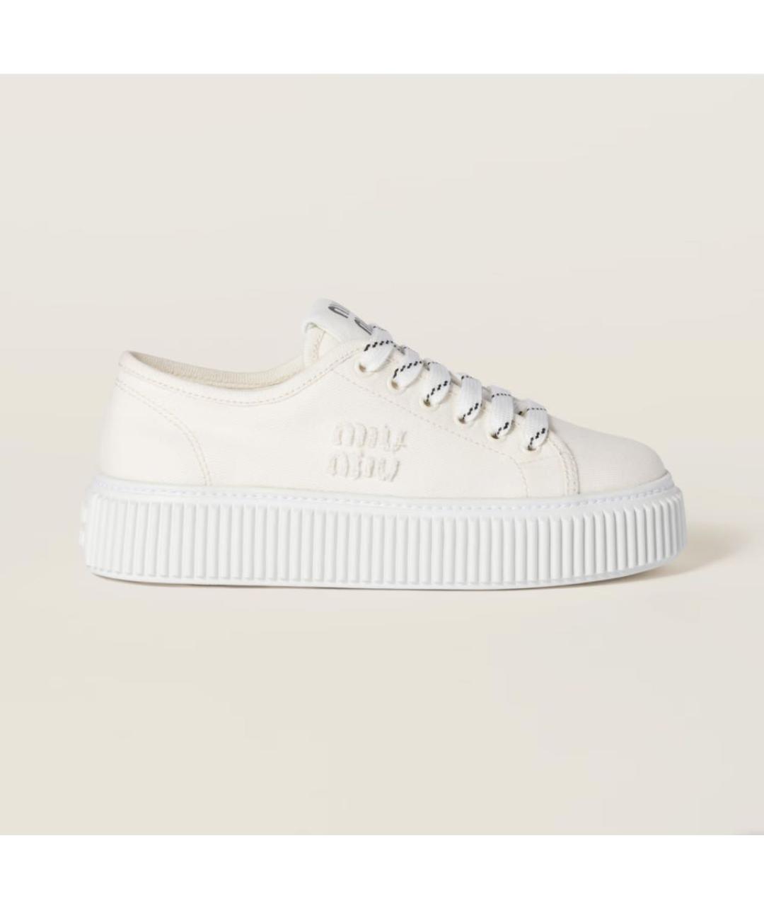 MIU MIU Белые текстильные кеды, фото 4