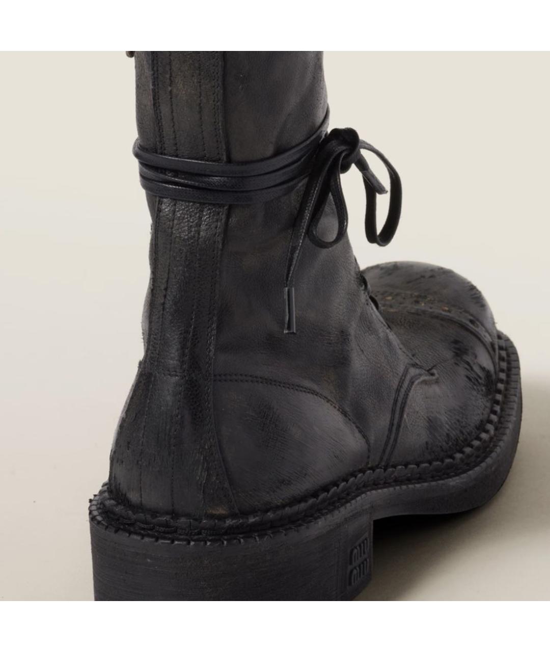 MIU MIU Черные кожаные ботинки, фото 2