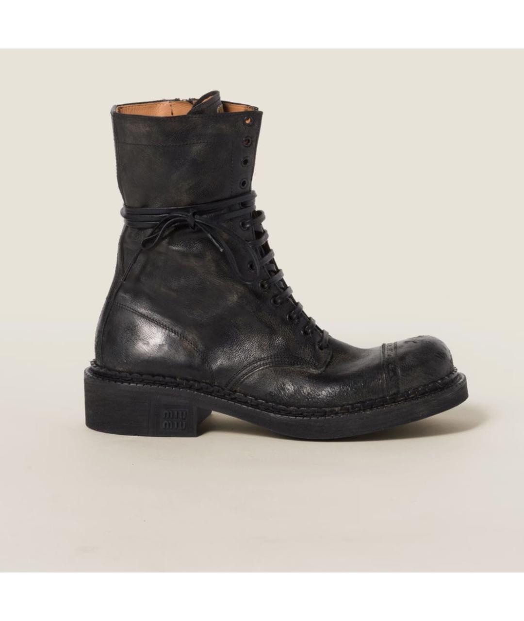 MIU MIU Черные кожаные ботинки, фото 3