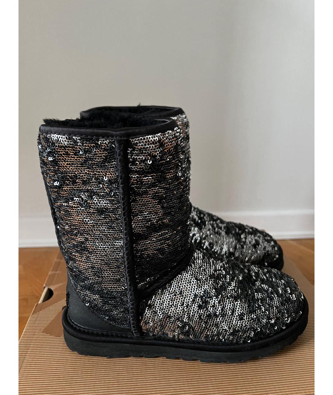 UGG AUSTRALIA Черные кожаные сапоги, фото 8