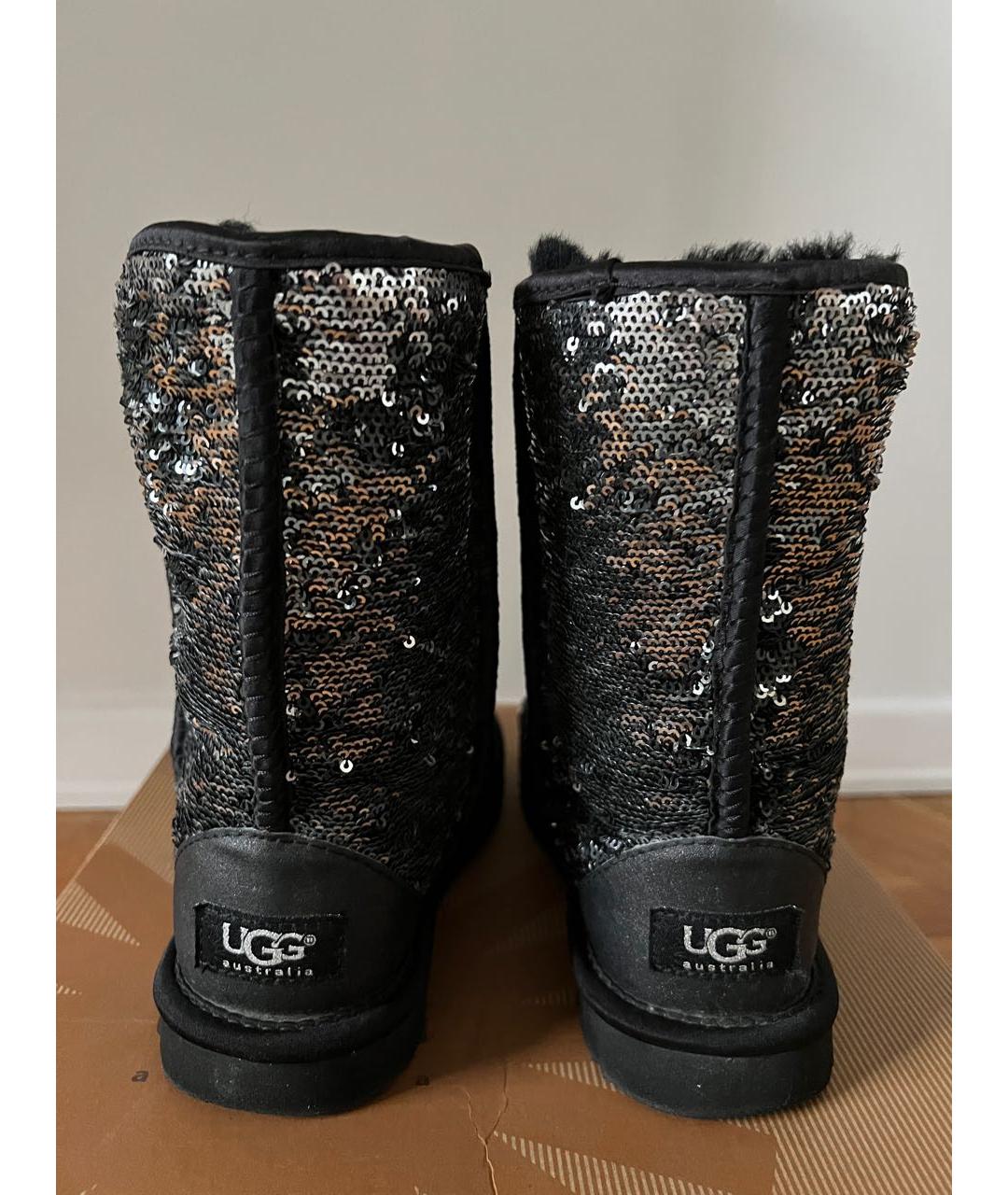 UGG AUSTRALIA Черные кожаные сапоги, фото 4