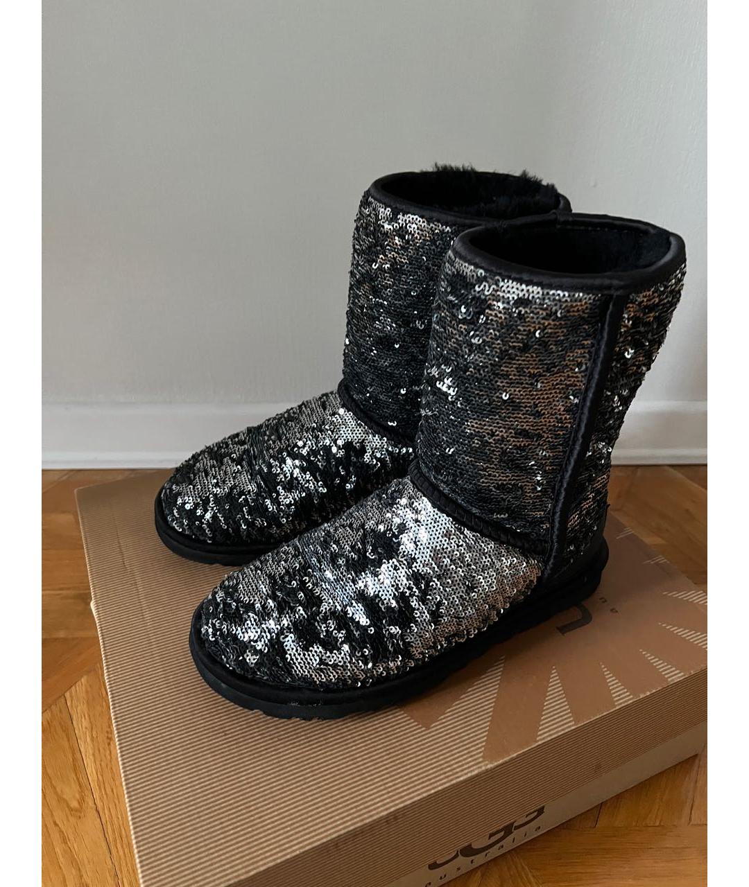 UGG AUSTRALIA Черные кожаные сапоги, фото 5