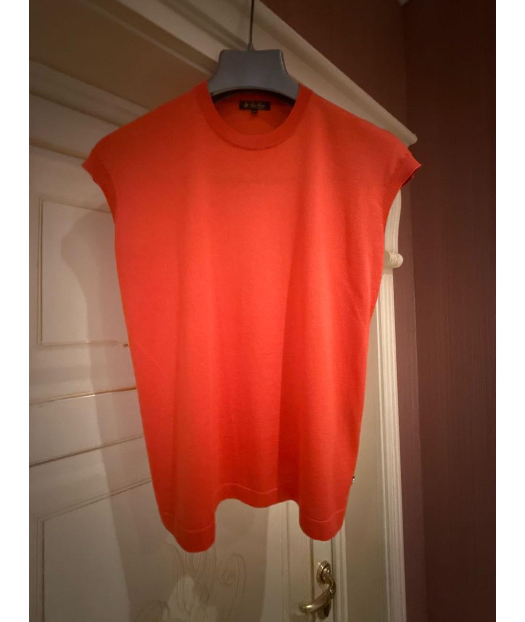 LORO PIANA Оранжевая шелковая футболка, фото 5