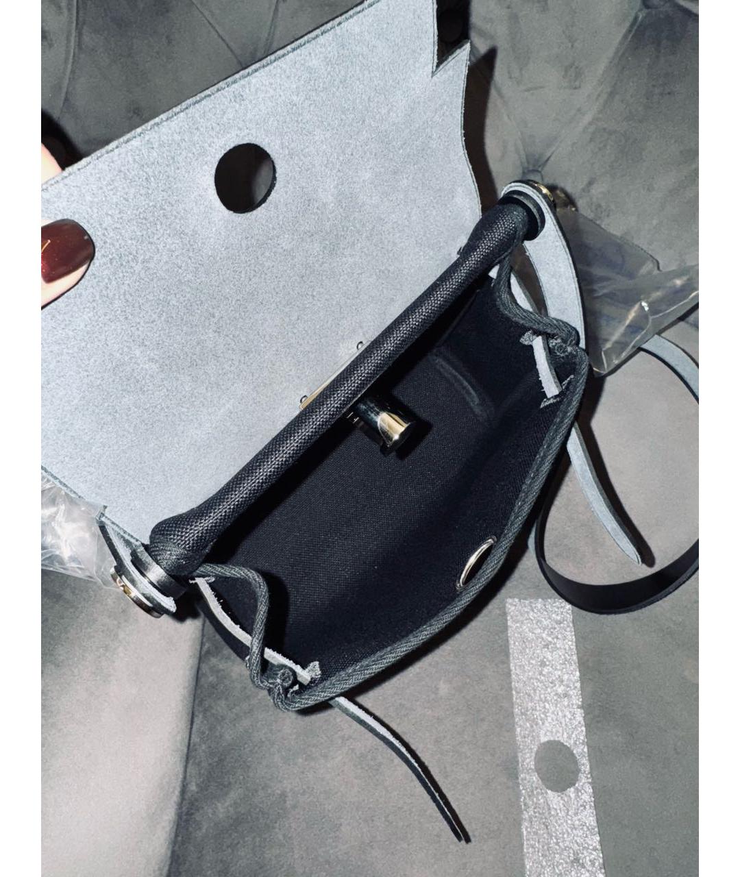 HERMES Черная тканевая сумка через плечо, фото 4
