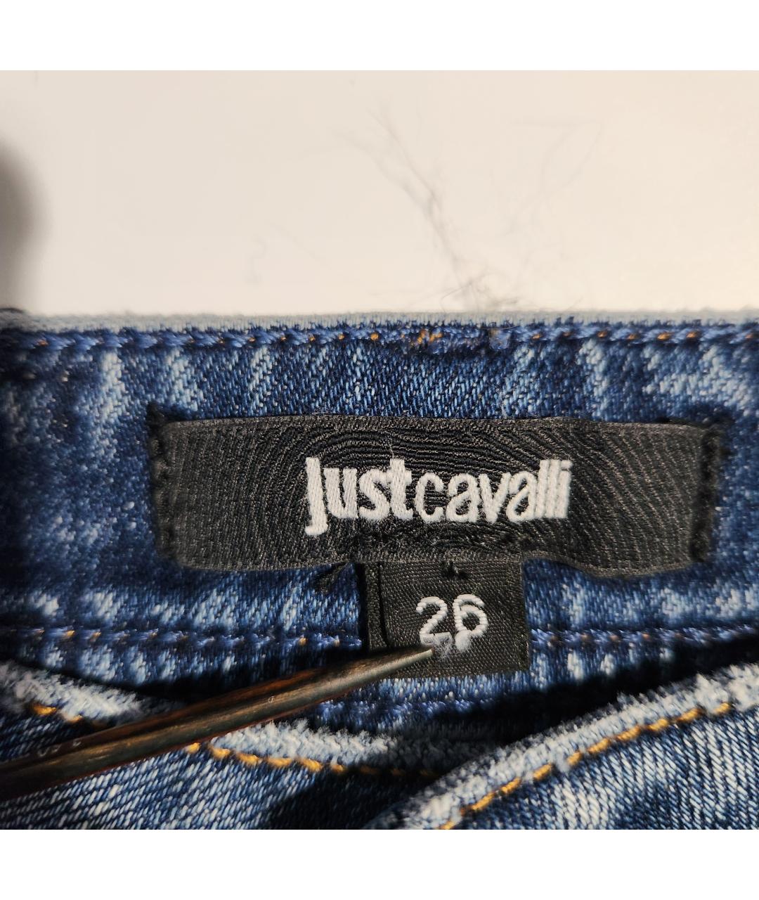 JUST CAVALLI Синие хлопко-эластановые джинсы слим, фото 3