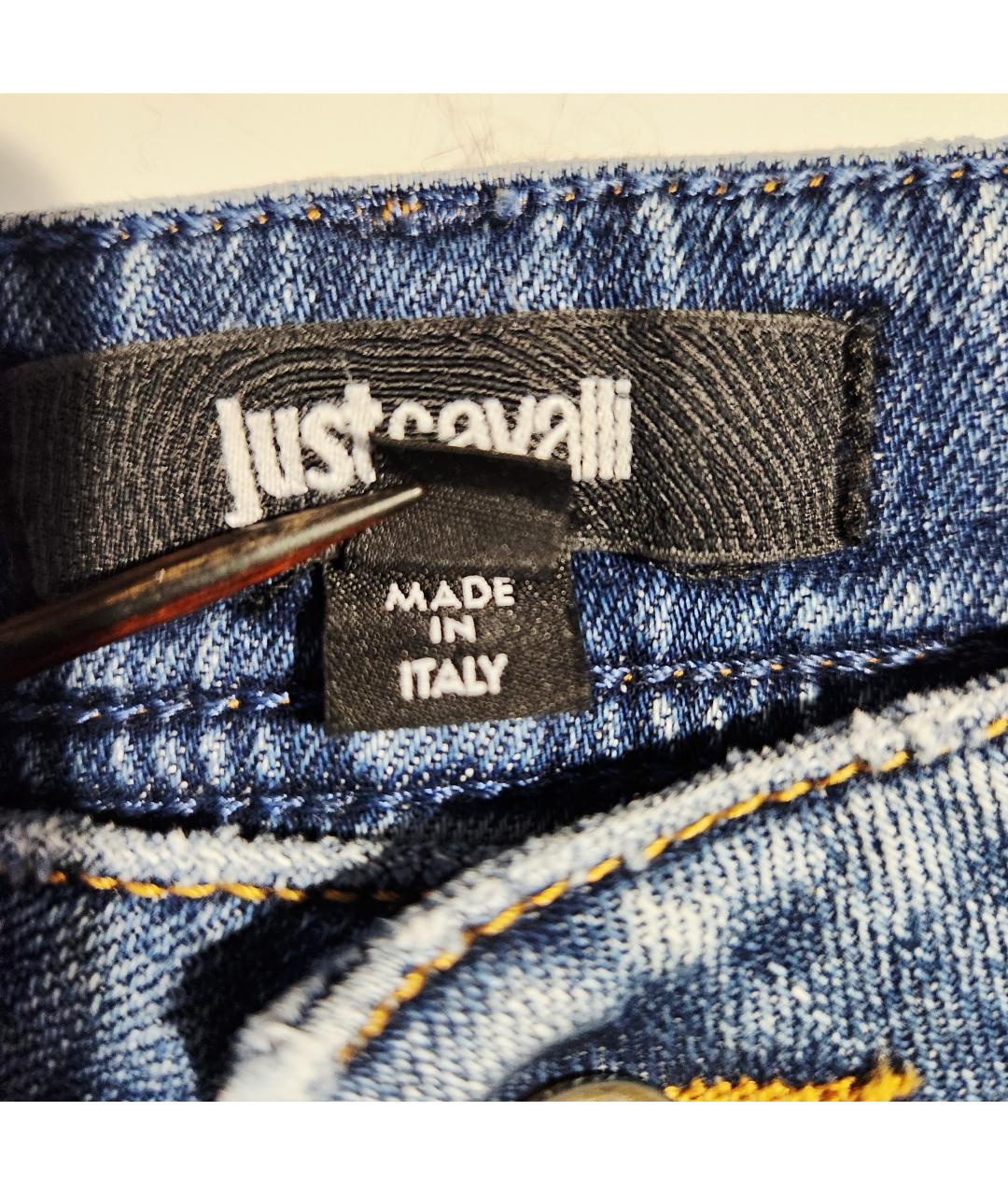 JUST CAVALLI Синие хлопко-эластановые джинсы слим, фото 7