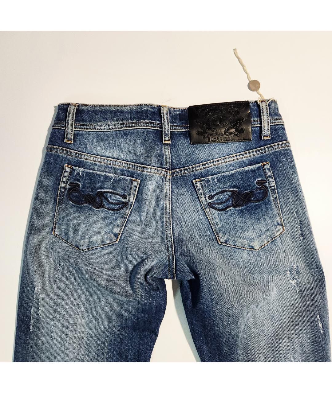 JUST CAVALLI Синие хлопко-эластановые джинсы слим, фото 2