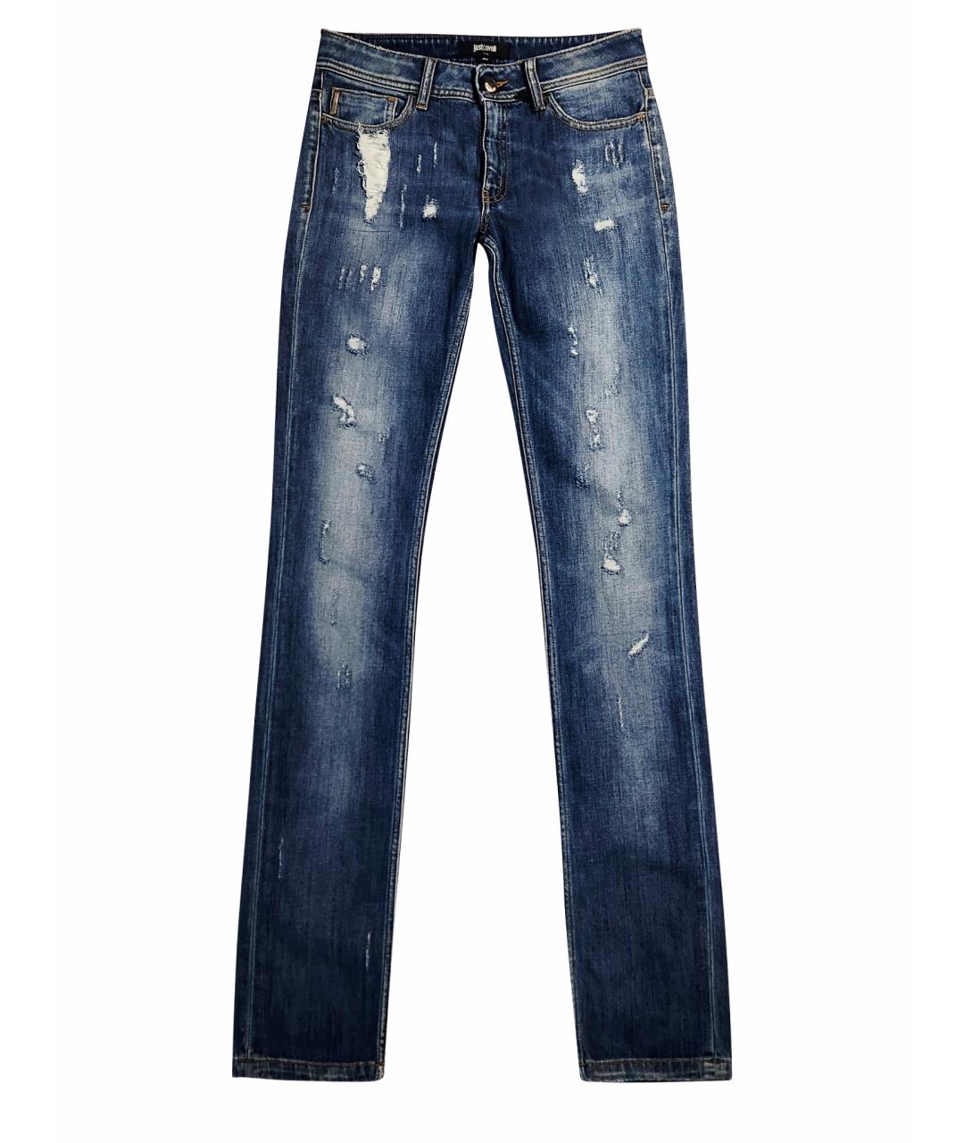 JUST CAVALLI Синие хлопко-эластановые джинсы слим, фото 1