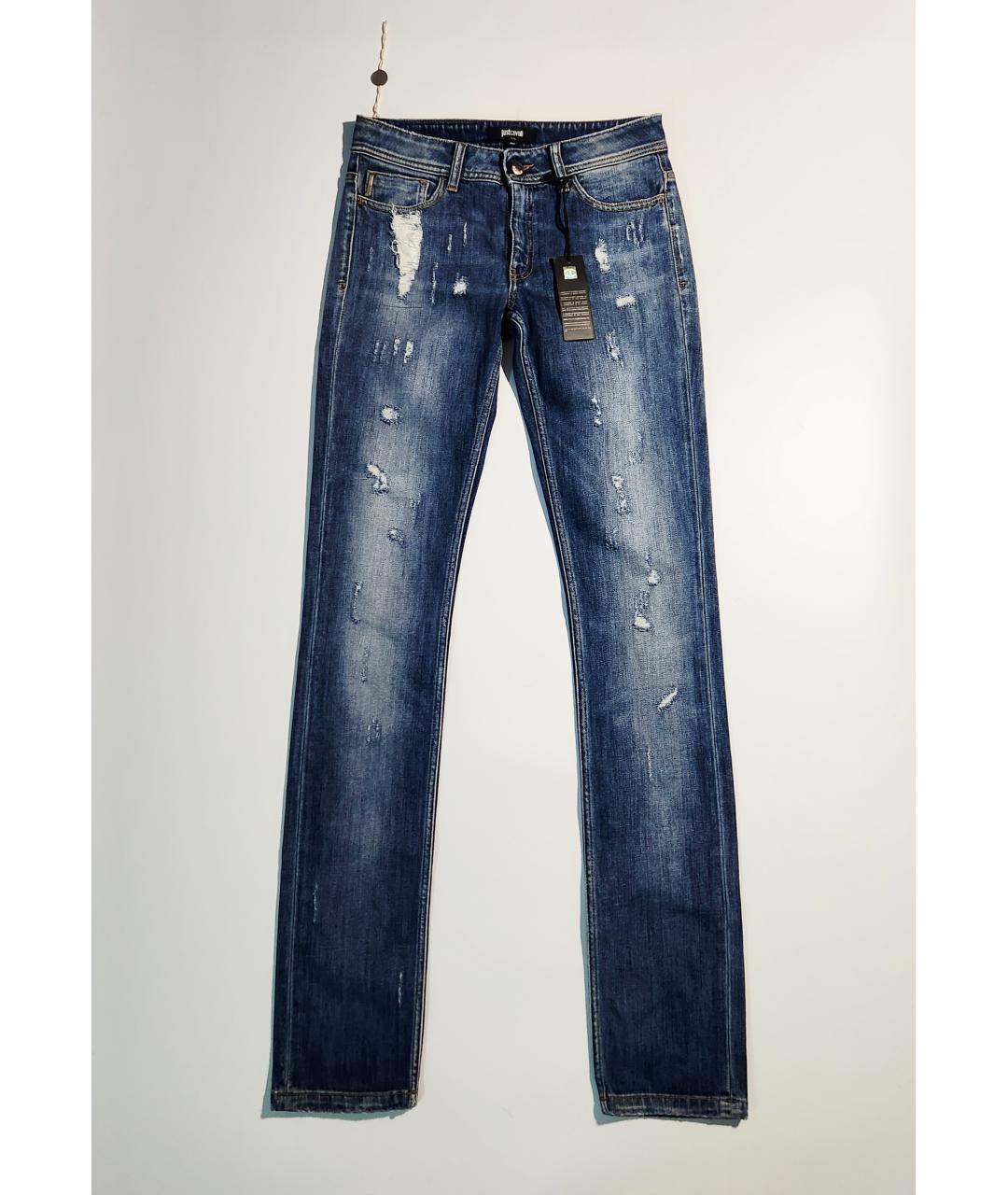 JUST CAVALLI Синие хлопко-эластановые джинсы слим, фото 10