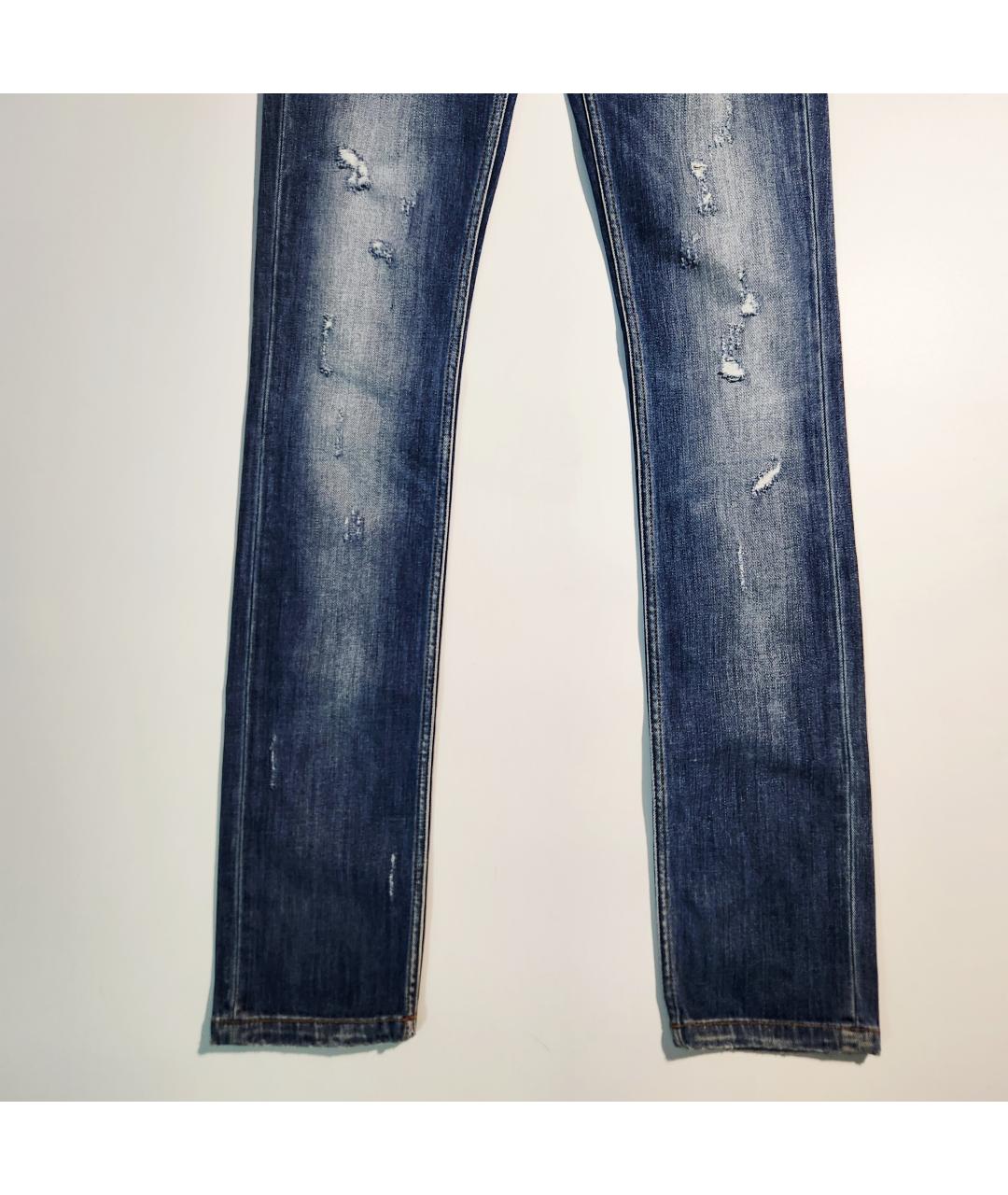 JUST CAVALLI Синие хлопко-эластановые джинсы слим, фото 5