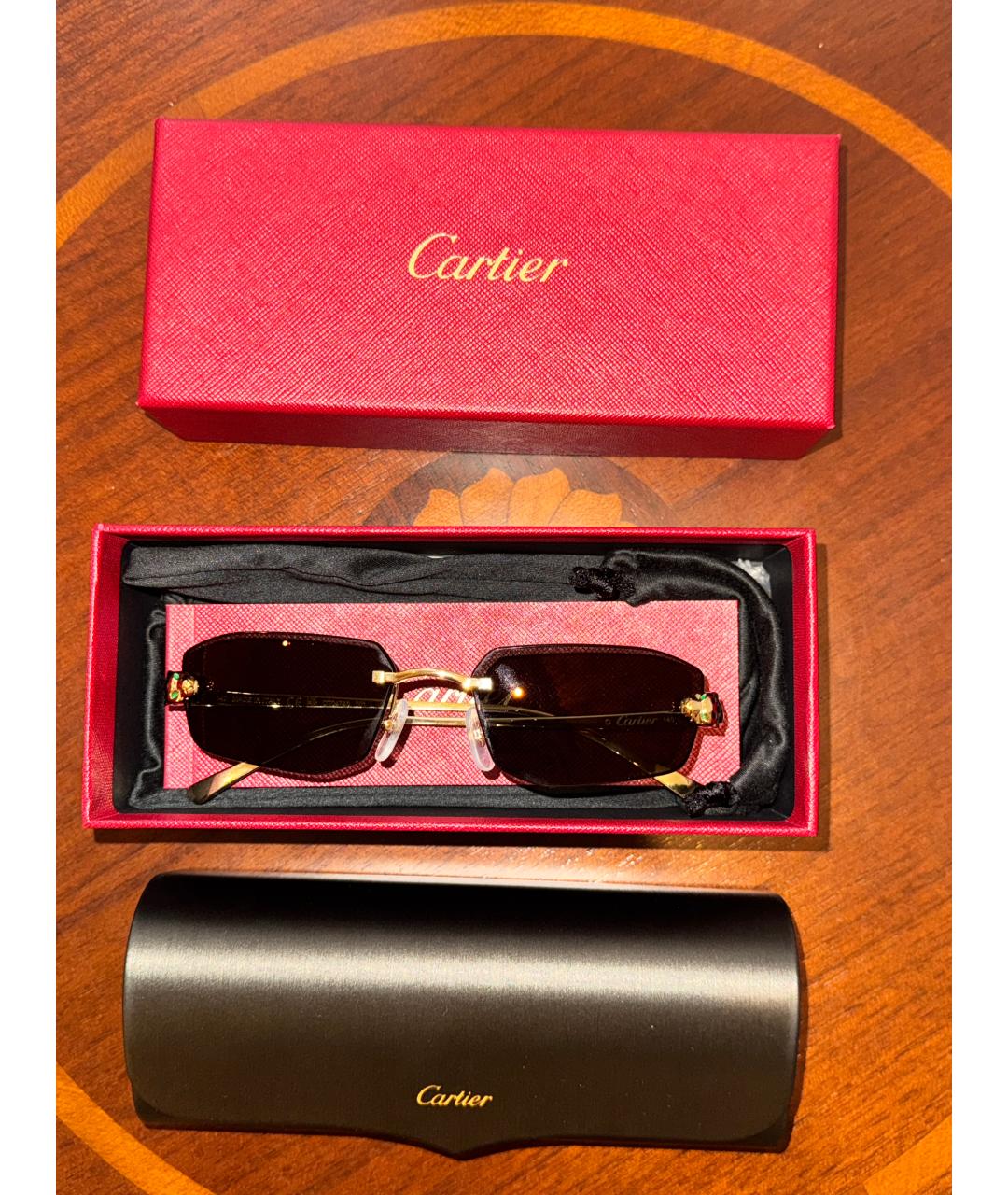 CARTIER Золотые металлические солнцезащитные очки, фото 3