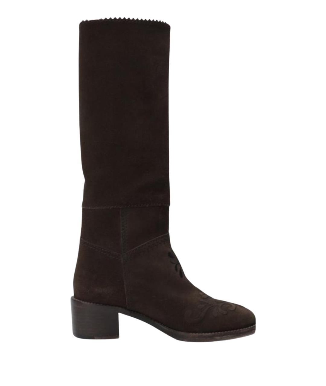 CHANEL Коричневые замшевые сапоги, фото 1